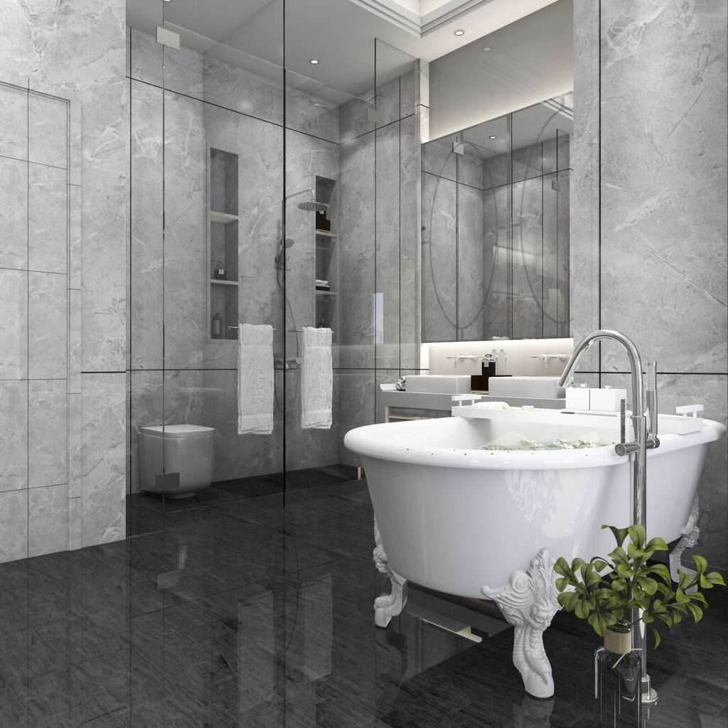 3d rendering luxury bathroom in hotel