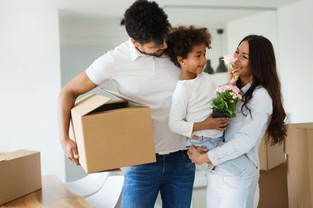 Family moving into their new home